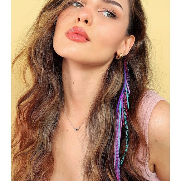 Feather Hair Clips Natural Rooster Extensions Pink Blue Purple Clip On Accessori main image 2